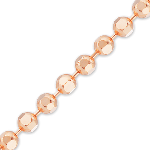 Bulk / Spooled Diamond Cut Round Bead Chain in 14K Rose Gold (1.20 mm - 1.50 mm)