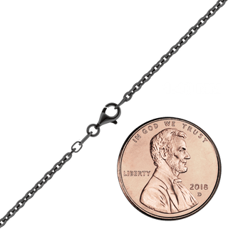 Delancey St. Diamond Cut Cable Chain Necklace in Sterling Silver Black Ruthenium Finish
