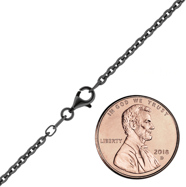 Delancey St. Diamond Cut Cable Chain Necklace in Sterling Silver Black Ruthenium Finish