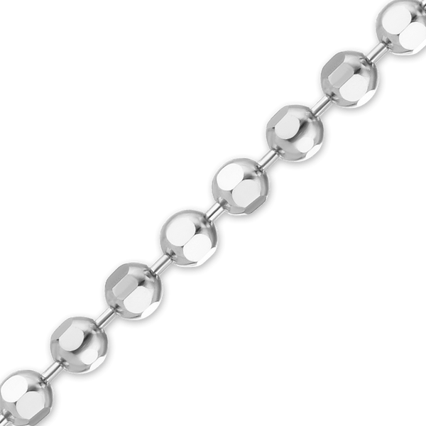 Bulk / Spooled Diamond Cut Round Bead Chain in 14K White Gold (1.20 mm - 1.90 mm)
