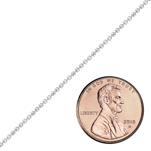 Bulk / Spooled Diamond Cut Round Bead Chain in Sterling Silver (1.00 mm - 5.00 mm)