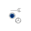 Round Three Prong Halo Earrings with Push Post