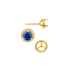 Round Three Prong Halo Earrings with Push Post