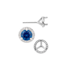 Round Three Prong Halo Earrings with Push Post