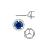 Round Three Prong Halo Earrings with Push Post