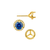 Round Three Prong Halo Earrings with Push Post