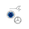 Round Three Prong Halo Earrings with Push Post
