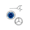 Round Three Prong Halo Earrings with Push Post