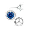 Round Three Prong Halo Earrings with Push Post