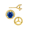 Round Three Prong Halo Earrings with Push Post
