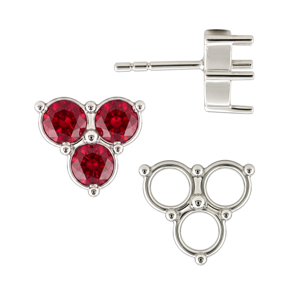 Round Three Stone Cluster Earrings with Push Post