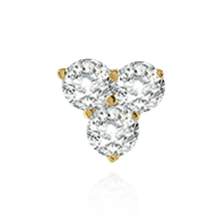 Round Three Stone Cluster Earrings with Push Post