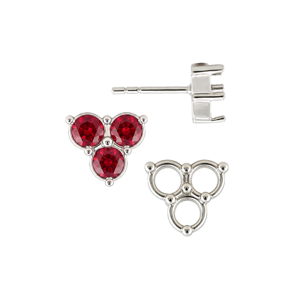 Round Three Stone Cluster Earrings with Push Post