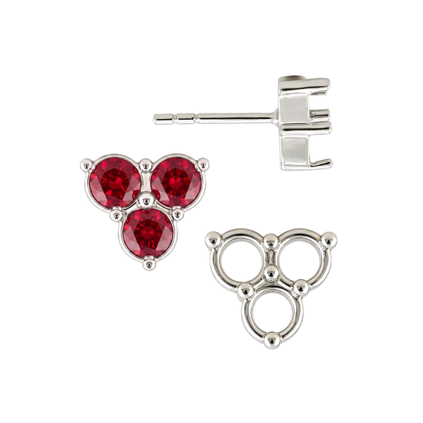 Round Three Stone Cluster Earrings with Push Post