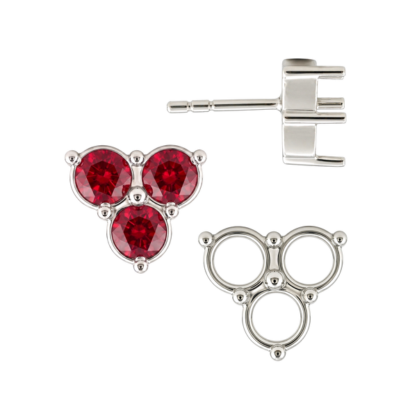 Round Three Stone Cluster Earrings with Push Post