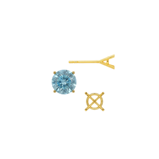 Round Four Prong Martini Basket Style Earrings with Push Post