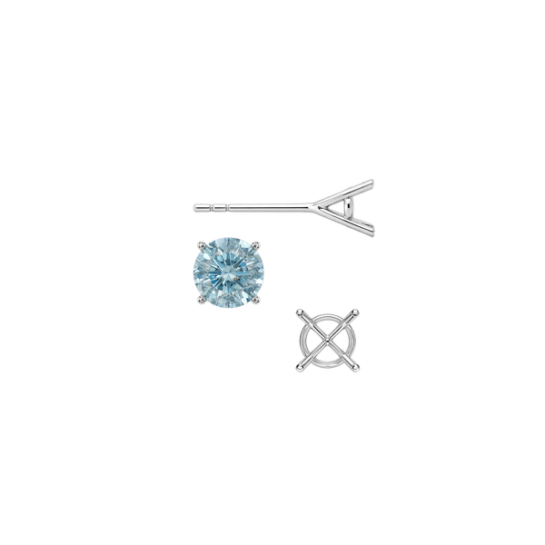 Round Four Prong Martini Basket Style Earrings with Push Post