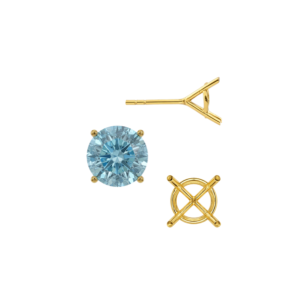 Round Four Prong Martini Basket Style Earrings with Push Post