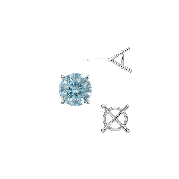 Round Four Prong Martini Basket Style Earrings with Push Post