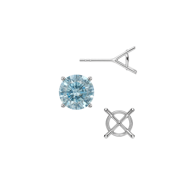 Round Four Prong Martini Basket Style Earrings with Push Post