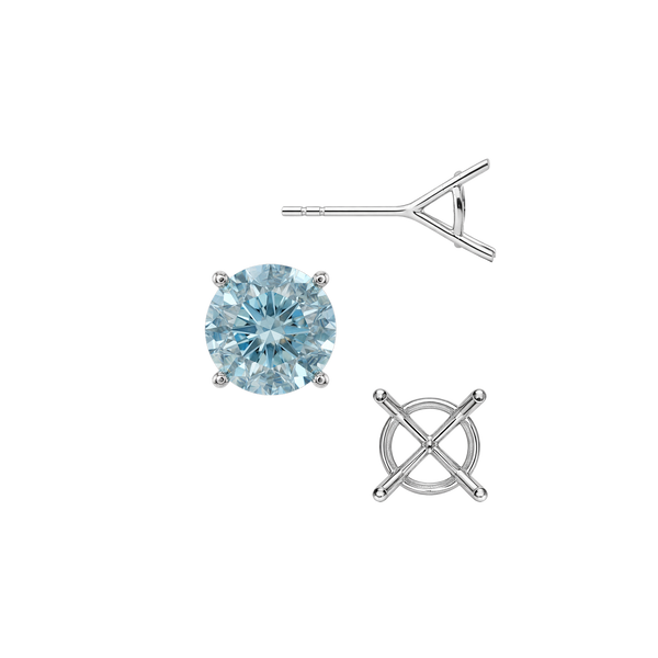 Round Four Prong Martini Basket Style Earrings with Push Post