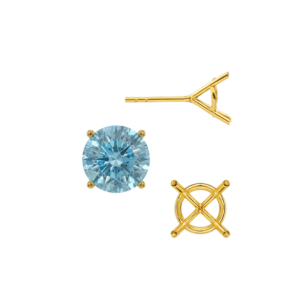 Round Four Prong Martini Basket Style Earrings with Push Post