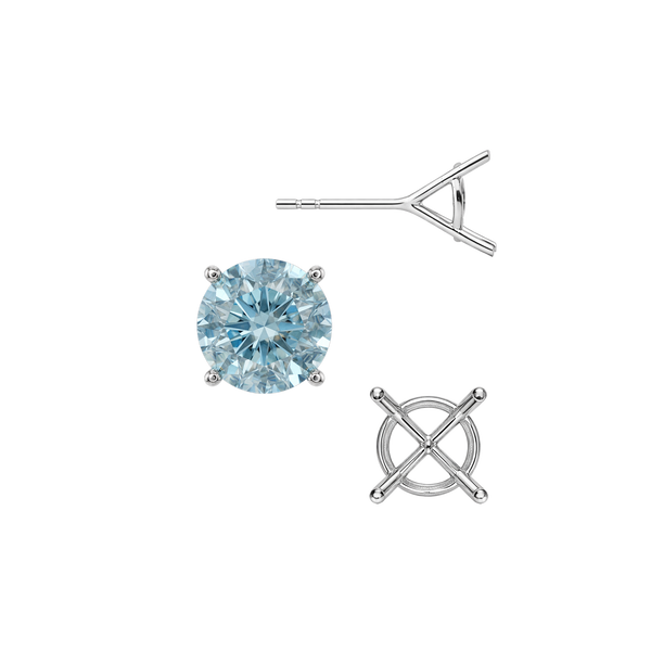 Round Four Prong Martini Basket Style Earrings with Push Post