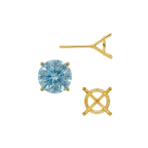 Round Four Prong Martini Basket Style Earrings with Push Post