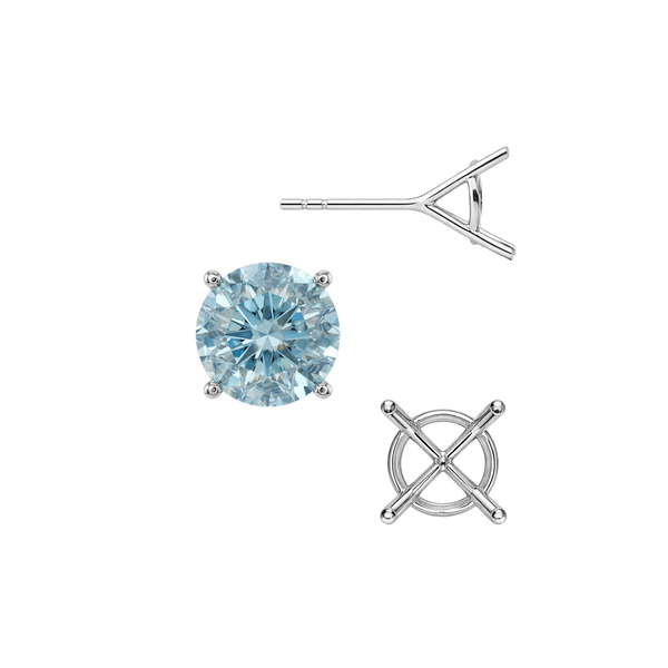 Round Four Prong Martini Basket Style Earrings with Push Post
