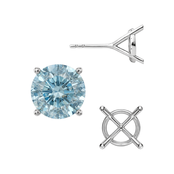 Round Four Prong Martini Basket Style Earrings with Push Post