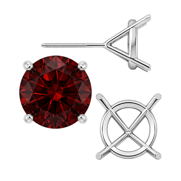 Round Four Prong Martini Basket Style Earrings with Screw Post