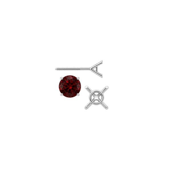 Round Four Prong Martini Basket Style Earrings with Screw Post