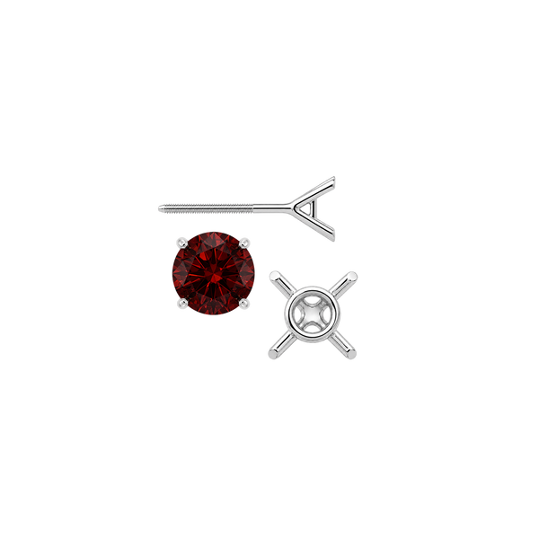 Round Four Prong Martini Basket Style Earrings with Screw Post