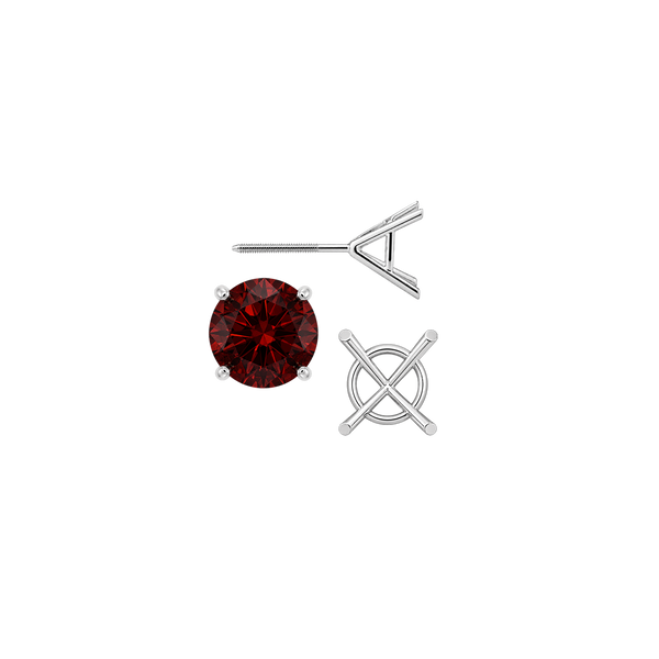 Round Four Prong Martini Basket Style Earrings with Screw Post