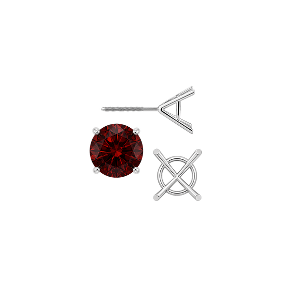 Round Four Prong Martini Basket Style Earrings with Screw Post