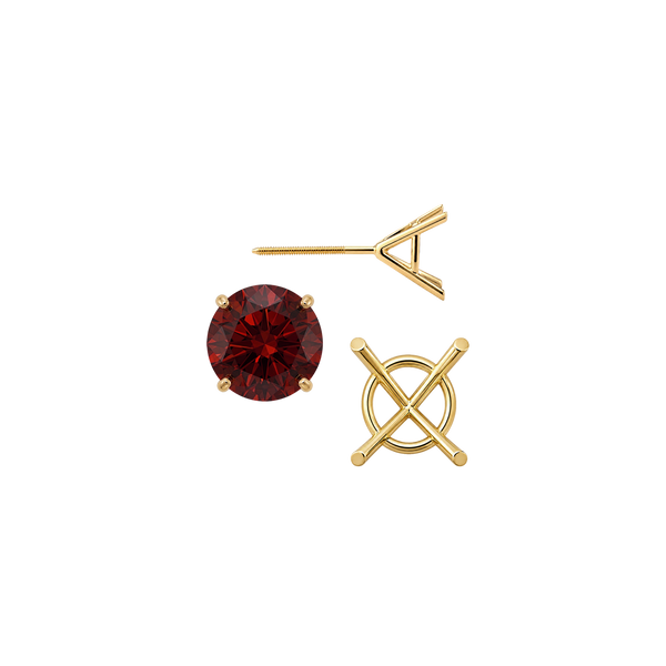 Round Four Prong Martini Basket Style Earrings with Screw Post