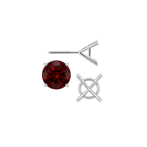 Round Four Prong Martini Basket Style Earrings with Screw Post