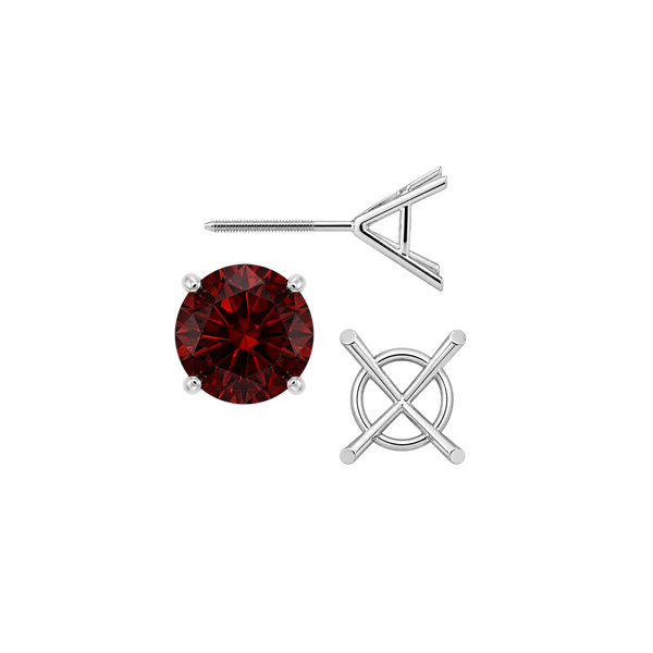 Round Four Prong Martini Basket Style Earrings with Screw Post