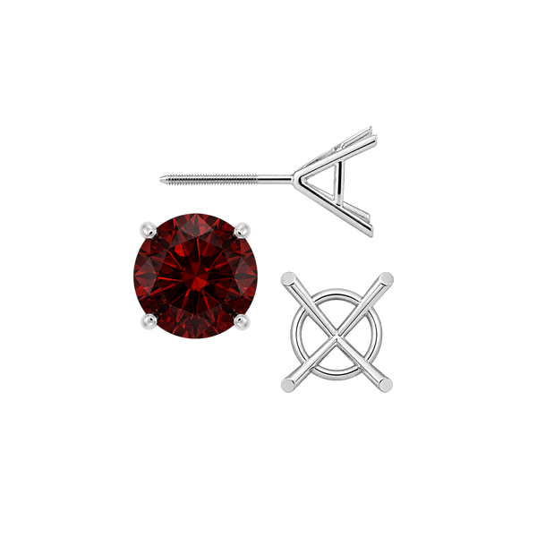 Round Four Prong Martini Basket Style Earrings with Screw Post