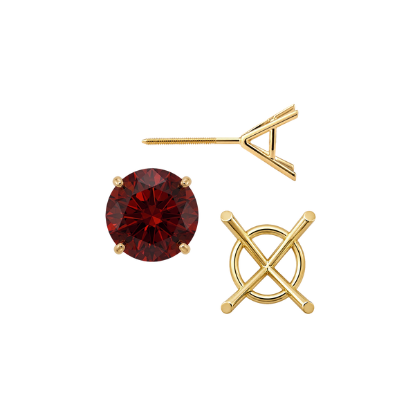 Round Four Prong Martini Basket Style Earrings with Screw Post