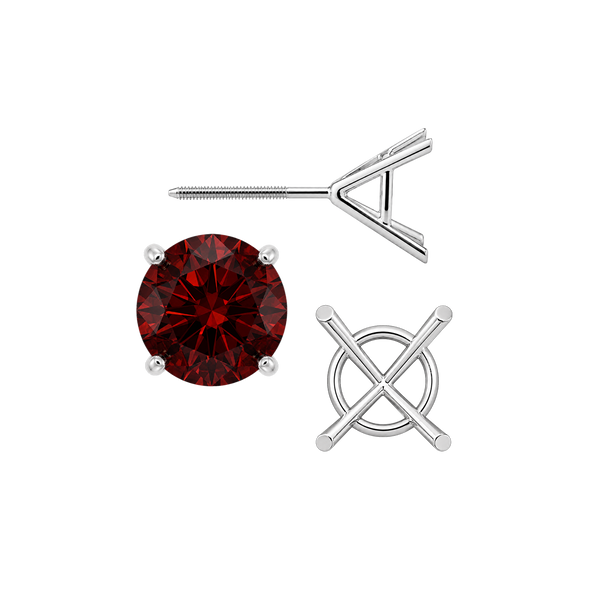 Round Four Prong Martini Basket Style Earrings with Screw Post