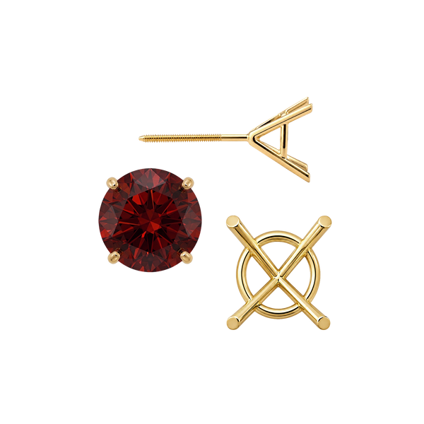 Round Four Prong Martini Basket Style Earrings with Screw Post