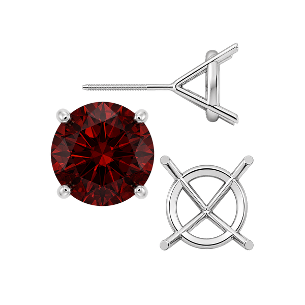 Round Four Prong Martini Basket Style Earrings with Screw Post