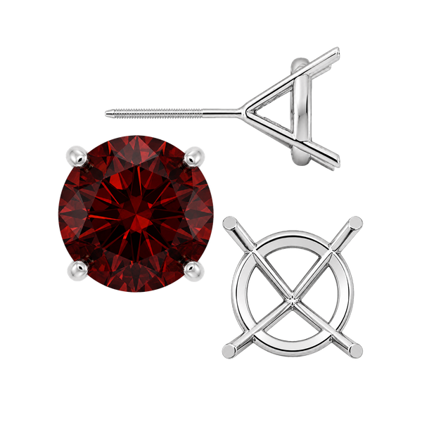 Round Four Prong Martini Basket Style Earrings with Screw Post