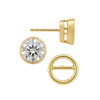 Round Bezel Earrings with Airline with Push Post