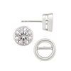 Round Bezel Earrings with Airline with Push Post
