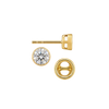 Round Bezel Earrings with Airline with Push Post