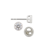 Round Bezel Earrings with Airline with Push Post