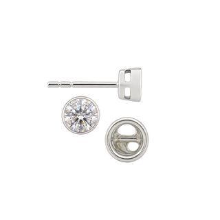 Round Bezel Earrings with Airline with Push Post