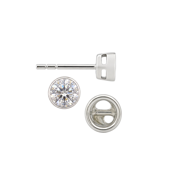 Round Bezel Earrings with Airline with Push Post